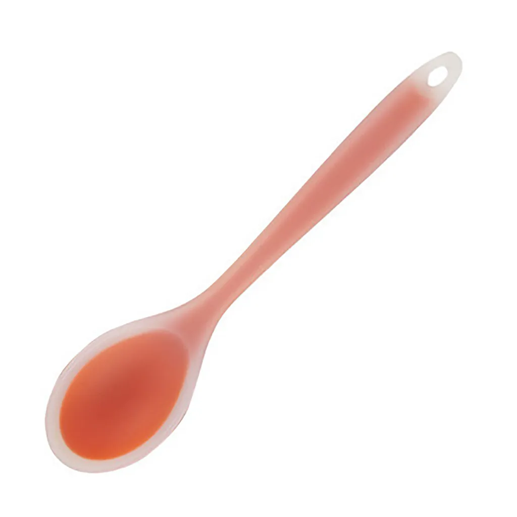 Suppenlöffel Ergonomische Handheld Langgang ohne Schlupf Silicon Löffel Löffel Küche Vorräte-Hell orange